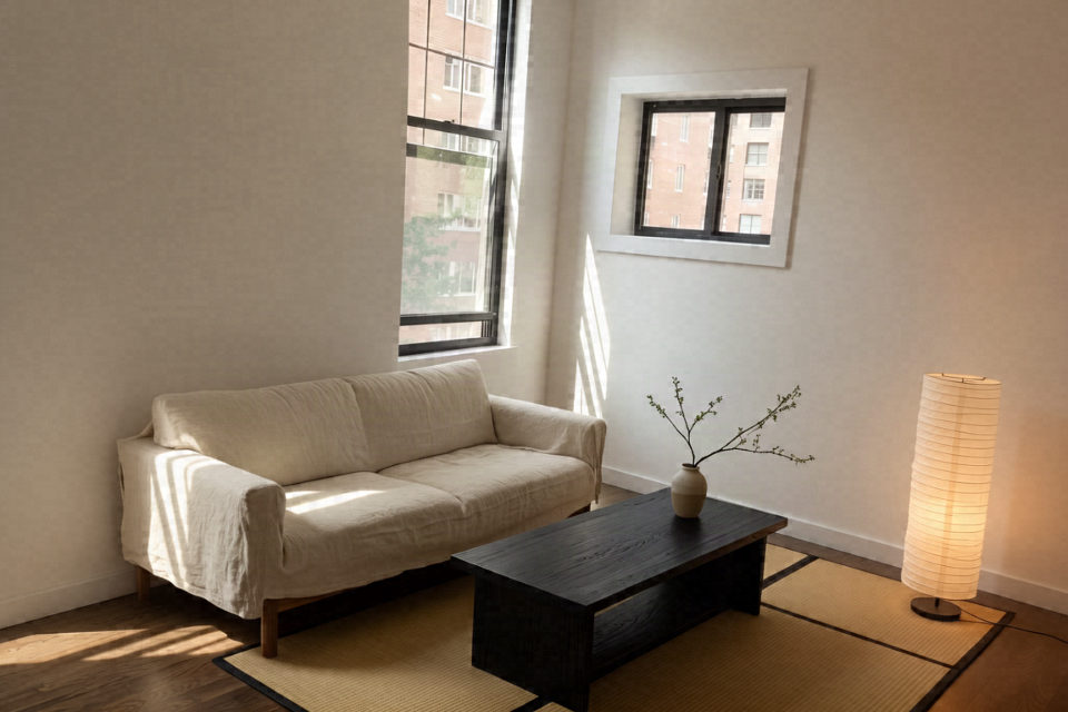 Japandi virtual staging, rendered by Duskly